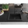 Mexen Oscar granieten gootsteen 1-komorige 580 x 490 mm, zwart, zwarte sifon - 6519581000-77-B