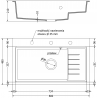 Mexen Omar enkele granieten spoelbak 800 x 480 mm, wit, chromen sifon - 6520801005-20