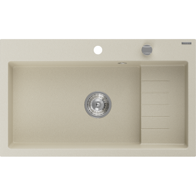 Mexen Omar 1-osainen graniittinen tiskiallas 800 x 480 mm, beige, kromattu vesilukko - 6520801005-69