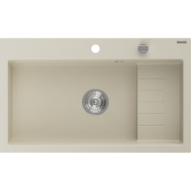 Mexen Omar zlewozmywak granitowy 1-komorowy 800 x 480 mm, beżowy, syfon chrom - 6520801005-69