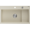 Mexen Omar granit wastafel 1-komorige 800 x 480 mm, beige, chroom sifon - 6520801005-69