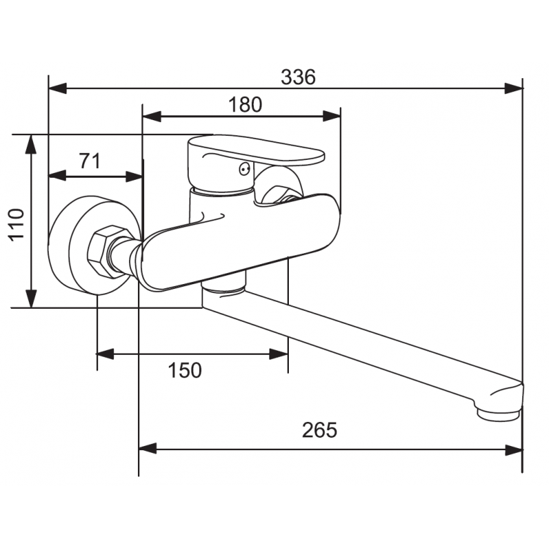Mexen Milo Badewannenarmatur langer Auslauf, Chrom - 71335-00