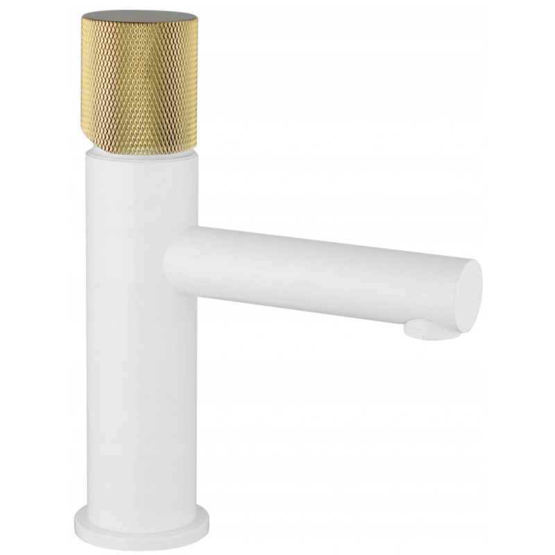 Mexen Elba One washbasin faucet, white/gold - 74101-25