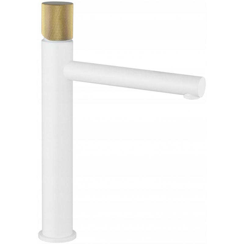 Mexen Elba One rubinetto lavabo alto, bianco/oro - 74111-25