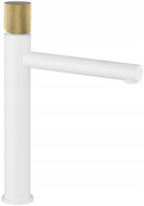 Mexen Elba One rubinetto lavabo alto, bianco/oro - 74111-25