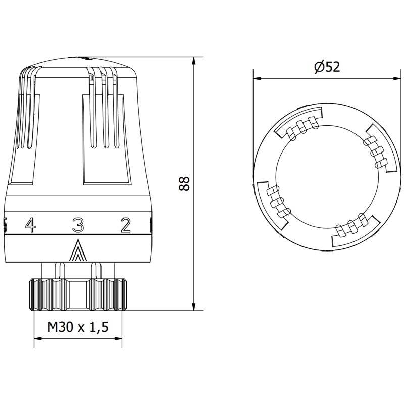 Mexen Uni-Term radiaatori termostaatiline pea, valge - W908-001-20