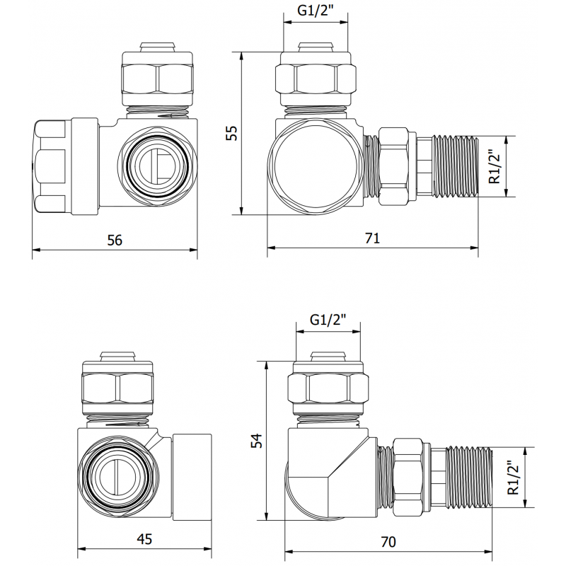Mexen Uni-Term Axiale Heizkörperventile, weiß - W903-000-20