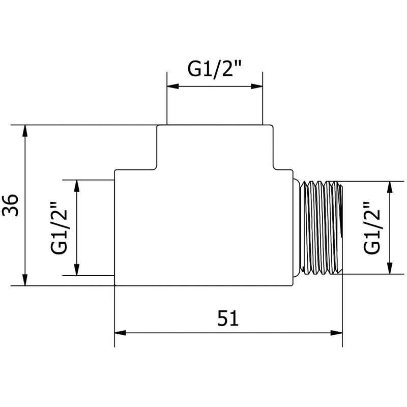 Mexen Uni-Term T-stuk voor elektrische verwarmingselement, antraciet - W906-000-66