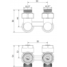 Mexen tweepijps radiatorklep DN50, hoek 1/2"x16 mm, nikkel - W911-016-01