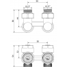 Mexen Uni-Term divu cauruļu radiatora vārsts DN50, leņķveida 1/2"x16 mm, niķelis - W911-016-01