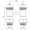 Mexen dubbele radiatorafsluiter DN50, recht 1/2"x3/4", nikkel - W912-012-01