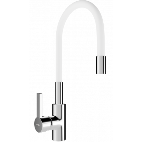 Mexen Flex Kitchen Tap, Chrome/White - 670900-02