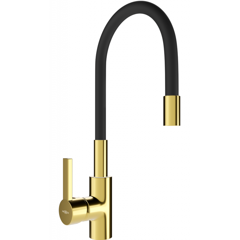 Mexen Flex grifo de cocina, dorado/negro - 670900-57