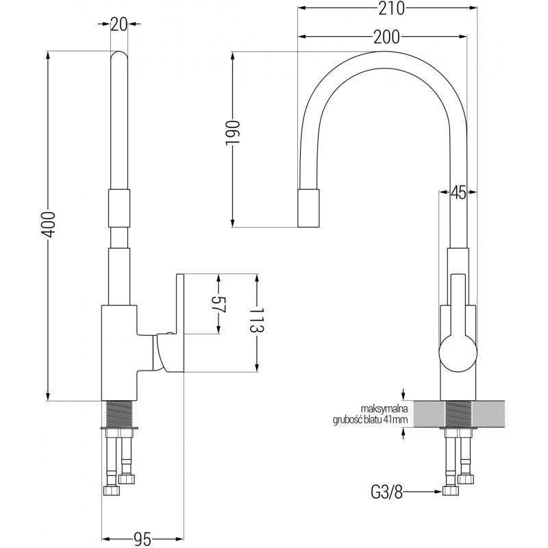 Mexen Flex Küchenarmatur, Chrom/Grau - 670900-06