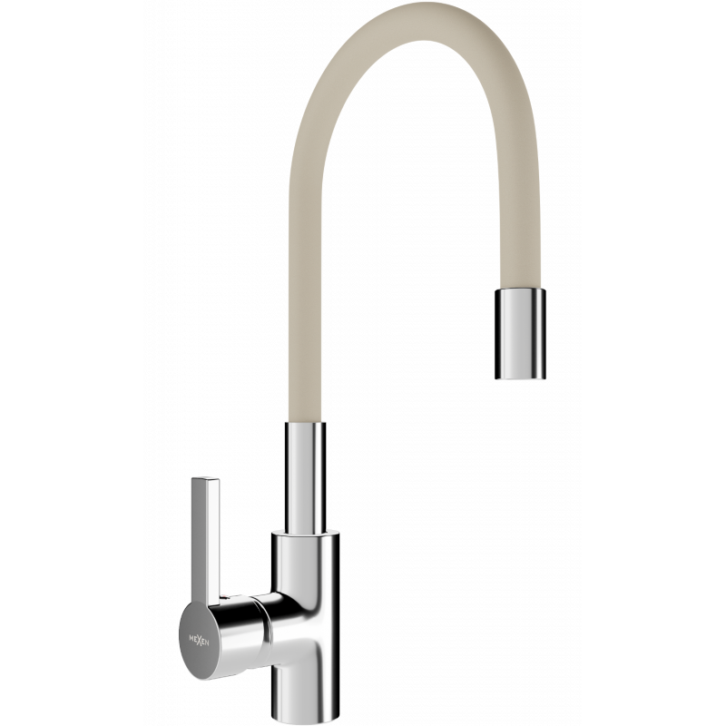 Mexen Flex kitchen tap, chrome/beige - 670900-09