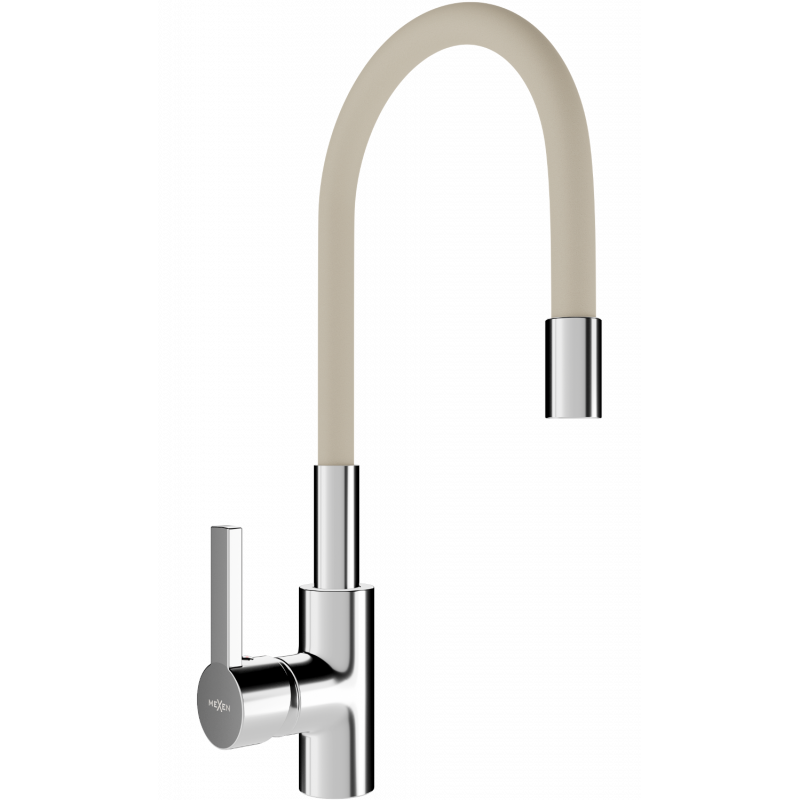 Mexen Flex Küchenarmatur, Chrom/Beige - 670900-09