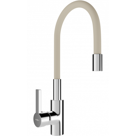 Mexen Flex kitchen tap, chrome/beige - 670900-09