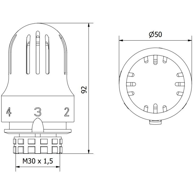 Mexen Uni-Term radiaatori termostaadipea, valge - W908-004-20