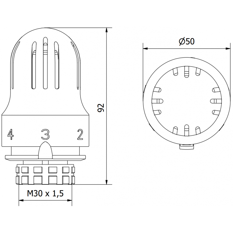 Mexen Uni-Term thermostatische radiatorventielknop, wit - W908-004-20
