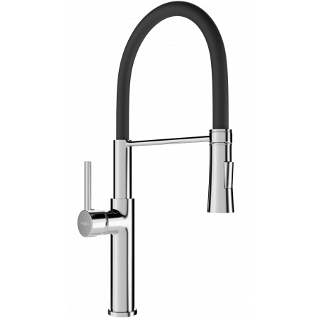 Mexen Dina grifo de cocina, cromo/negro - 672701-07