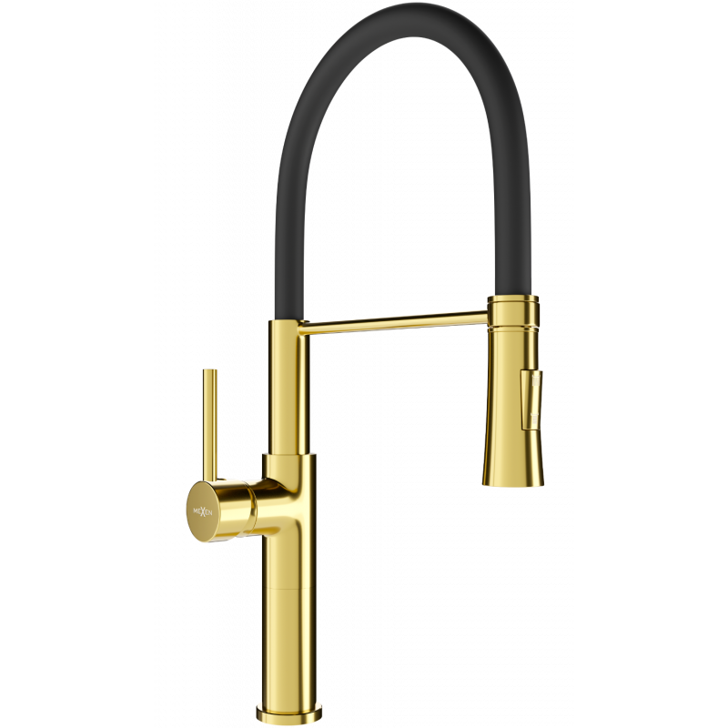 Mexen Dina grifo de cocina, dorado/negro - 672701-57