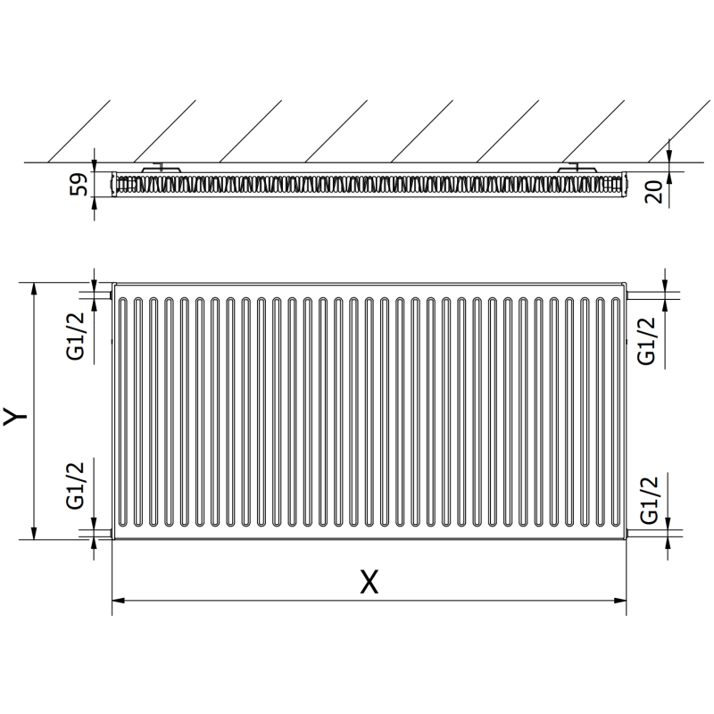 Mexen C11 grzejnik płytowy 900 x 700 mm, podłączenie boczne, 891 W, czarny - W411-090-070-70
