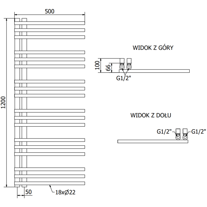 Mexen Neptun radiador de baño decorativo 1200 x 500 mm, 360 W, cromo - W101-1200-500-00-01