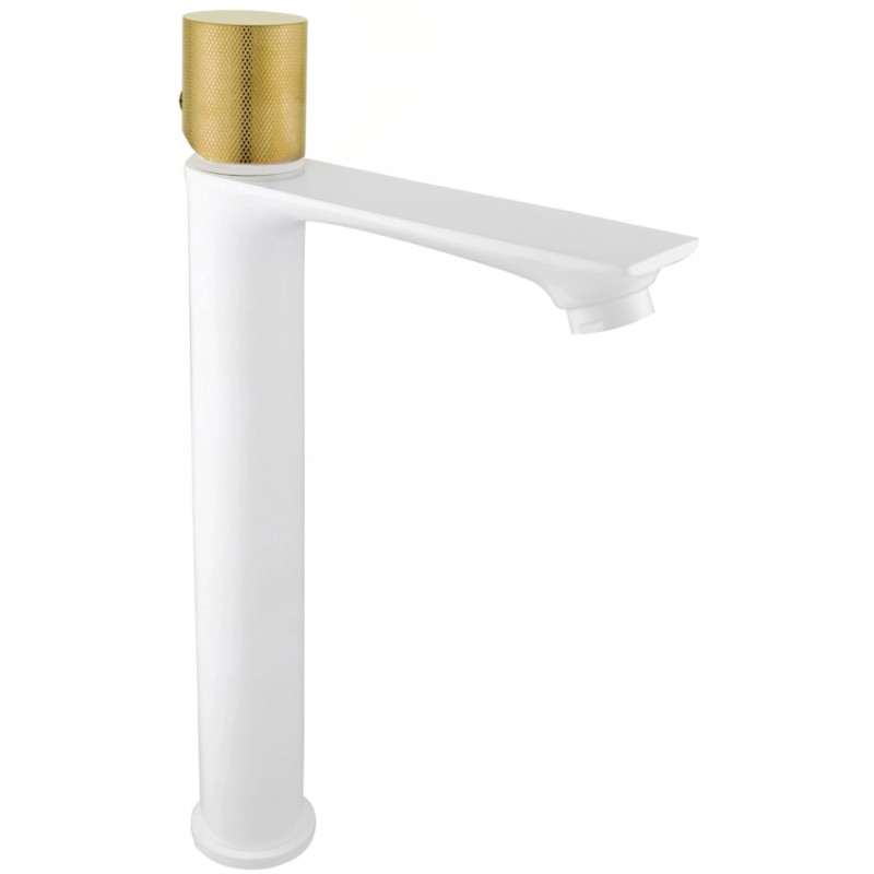 Mexen Royo One high washbasin faucet, white/gold - 72211-25