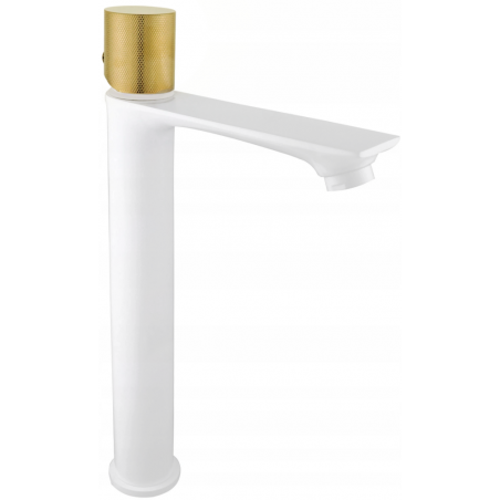 Mexen Royo One grifo de lavabo alto, blanco/dorado - 72211-25