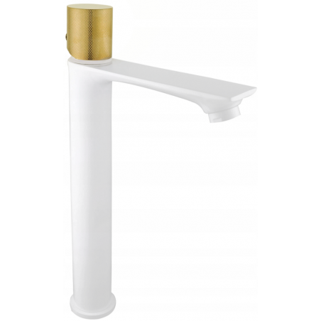 Mexen Royo One hoge wastafelkraan, wit/goud - 72211-25