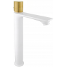Mexen Royo One grifo de lavabo alto, blanco/oro - 72211-25
