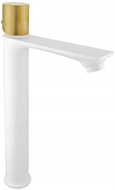 Mexen Royo One bateria umywalkowa wysoka, biała/złota - 72211-25