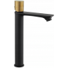 Mexen Royo One high washbasin tap, black/gold - 72211-75