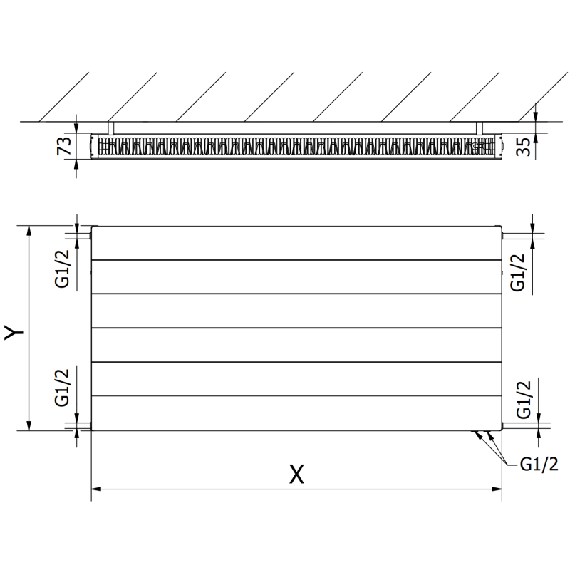 Mexen CVL21 Levypatteri 500 x 2000 mm, alaosa liitäntä, 2016 W, antrasiitti - W621L-050-200-66