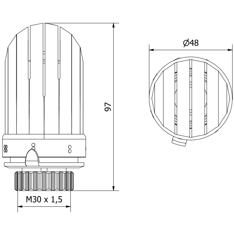 Mexen Uni-Term termostaatiline radiaatori pea, valge - W908-003-20