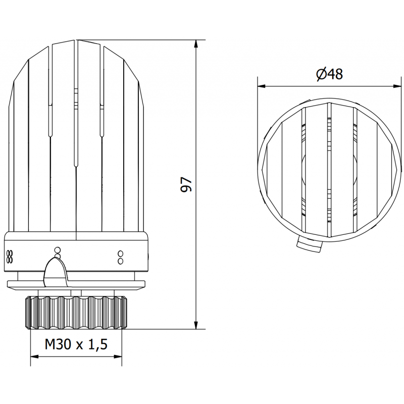 Mexen Uni-Term termostatiskā galva radiatoram, balta - W908-003-20