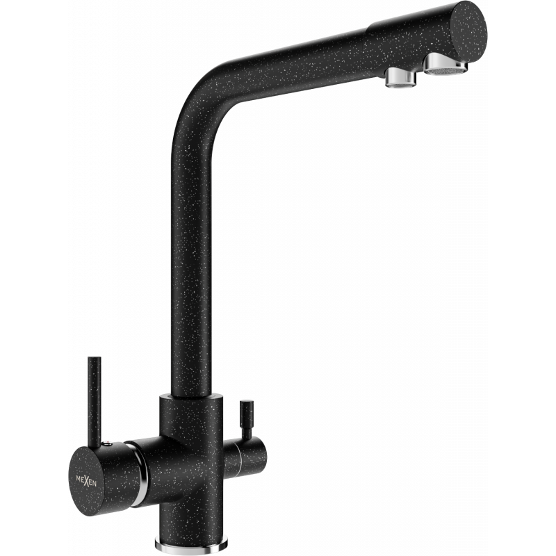 Mexen Duero virtuves jaucējkrāns, melns ar smidzinājumu - 671600-76