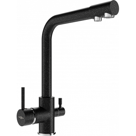 Mexen Duero virtuves jaucējkrāns, melns ar smidzinājumu - 671600-76