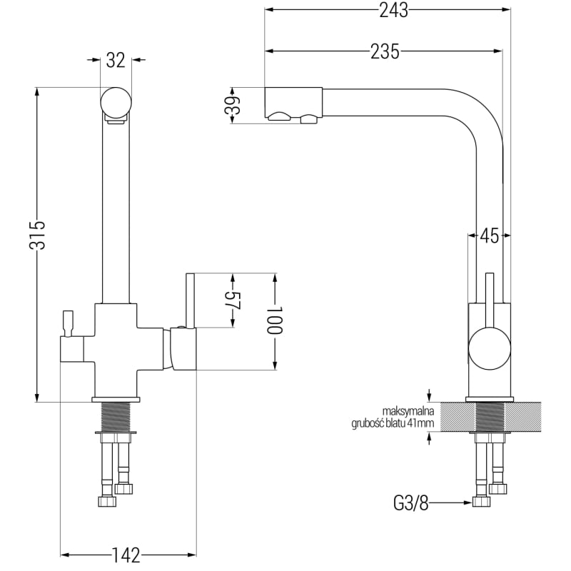 Mexen Duero kitchen faucet, stainless steel - 671600-99