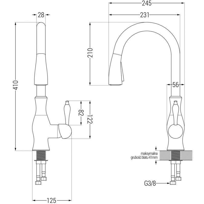Mexen Savita bateria kuchenna, złota - 672601-50
