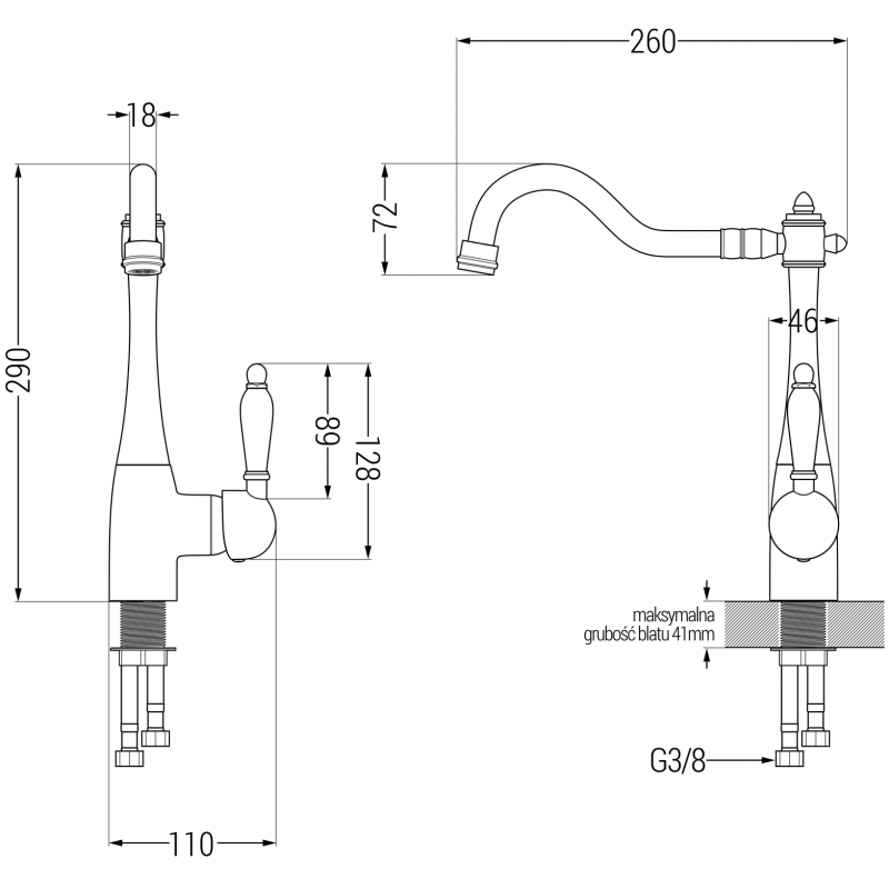 Mexen Carla kitchen faucet, gold - 670700-50