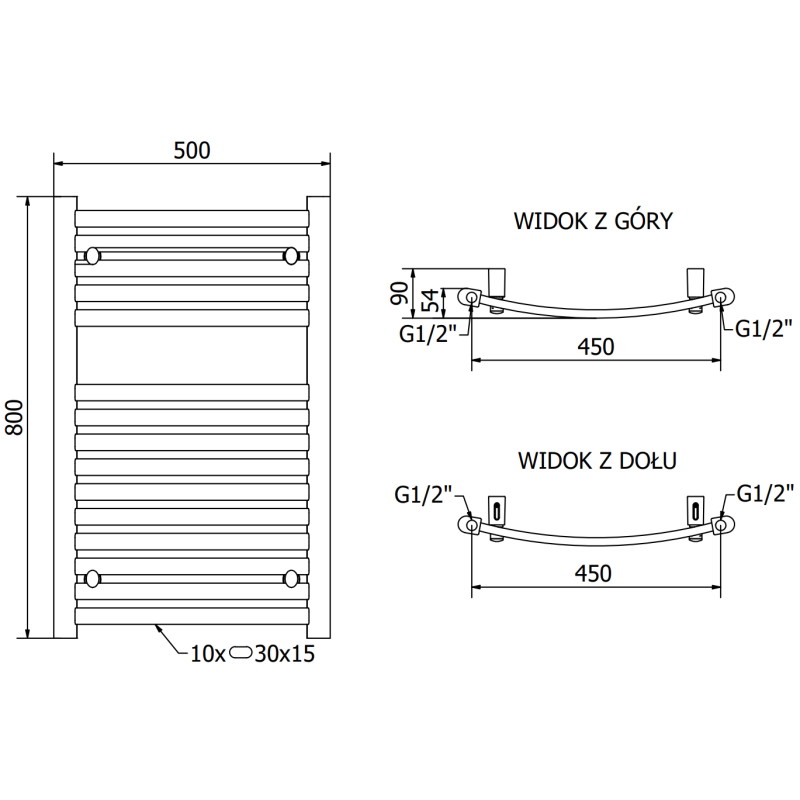 Mexen Helios vannitoa radiaator 800 x 500 mm, 381 W, antratsiit - W103-0800-500-00-66