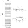 Mexen Helios vannitoa radiaator 1800 x 500 mm, 667 W, kroom - W103-1800-500-00-01