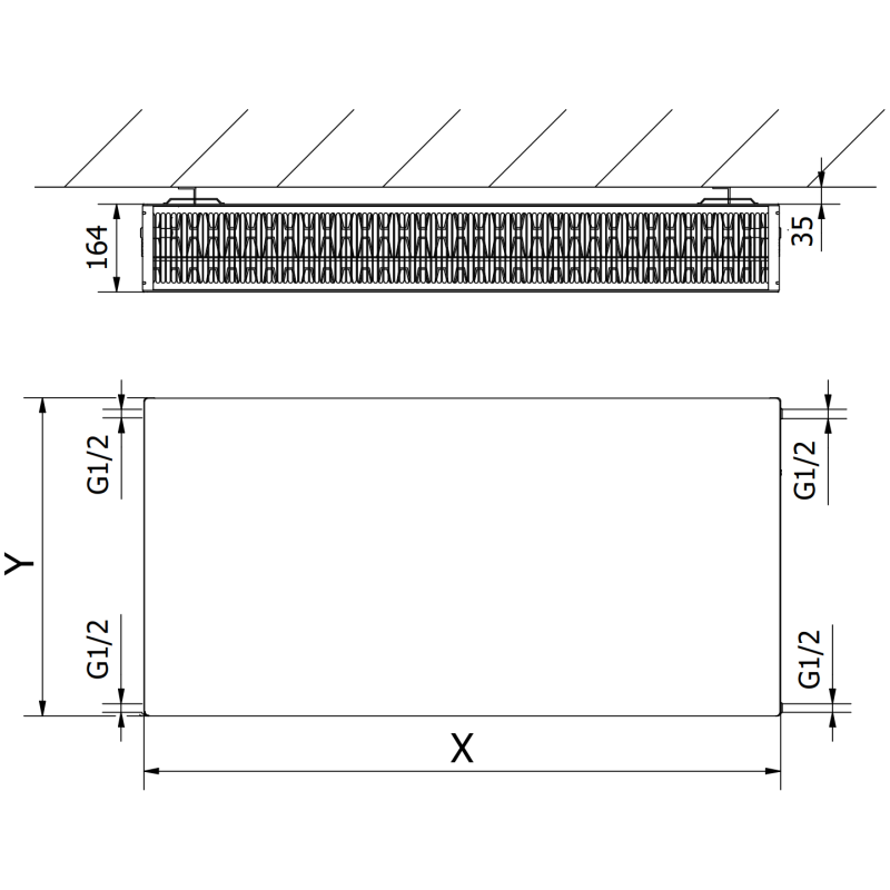 Mexen CF33 Platt panelradiator 300 x 400 mm, sidanslutning, 496 W, svart - W433F-030-040-70