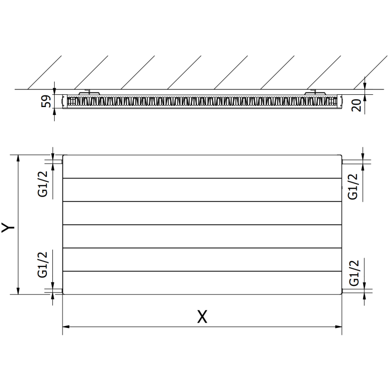 Mexen Line CL11 panel radiator 300 x 1000 mm, side connection, 455 W, black - W411L-030-100-70