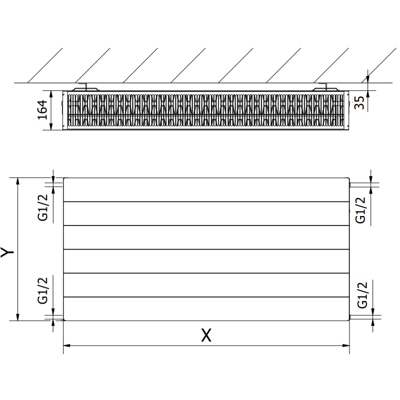 Mexen Line CL33 radiateur à panneau 300 x 1400 mm, raccordement latéral, 1736 W, noir - W433L-030-140-70