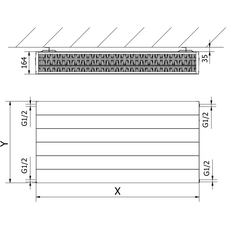 Mexen Line CL33 paneelradiaator 900 x 700 mm, külgühendus, 2101 W, must - W433L-090-070-70