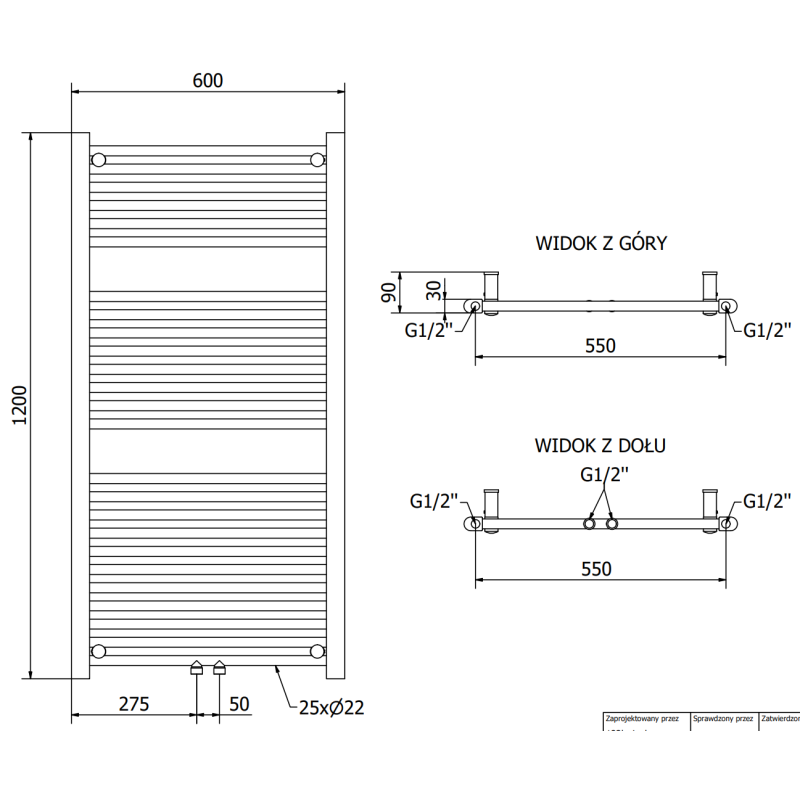 Mexen Mars vannas istabas radiators 1200 x 600 mm, 487 W, hroms - W110-1200-600-00-01