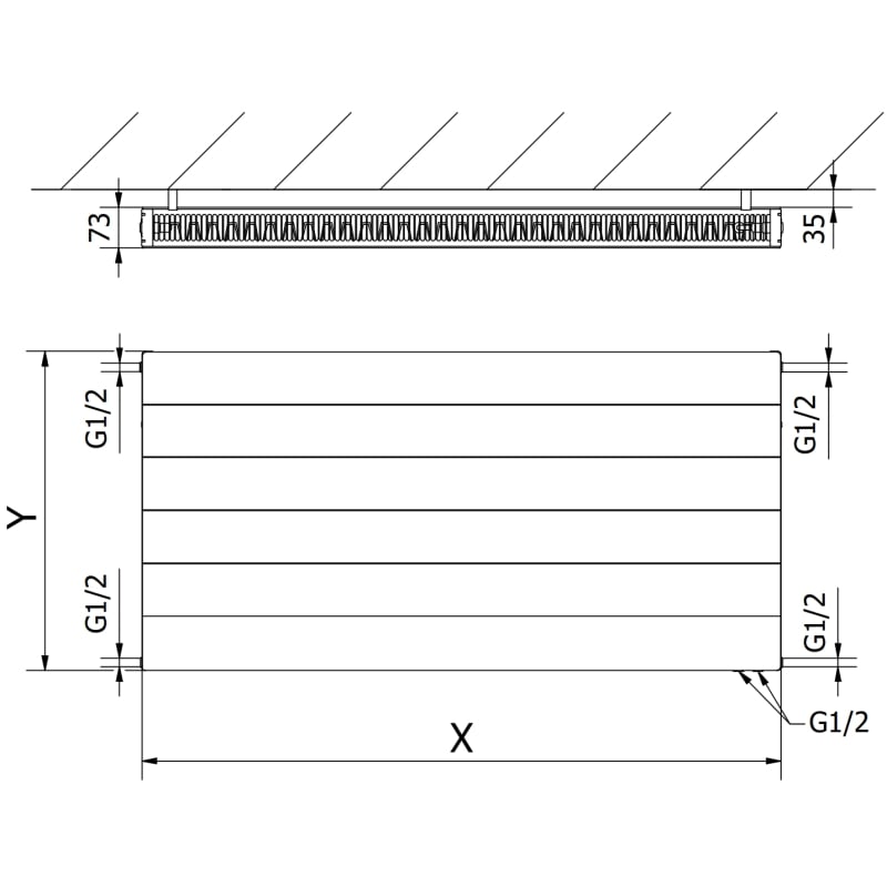 Mexen Line CVL21 paneelradiaator 600 x 1400 mm, alumine ühendus, 1693 W, must - W621L-060-140-70