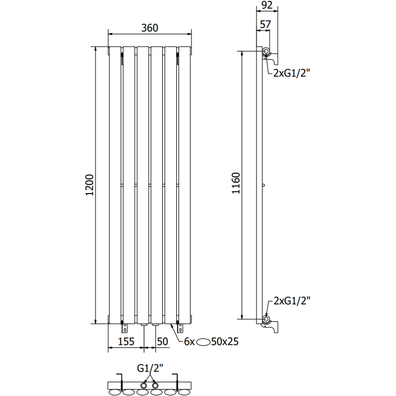 Mexen Oregon koristeellinen lämpöpatteri 1200 x 360 mm, 417 W, antrasiitti - W202-1200-350-00-66